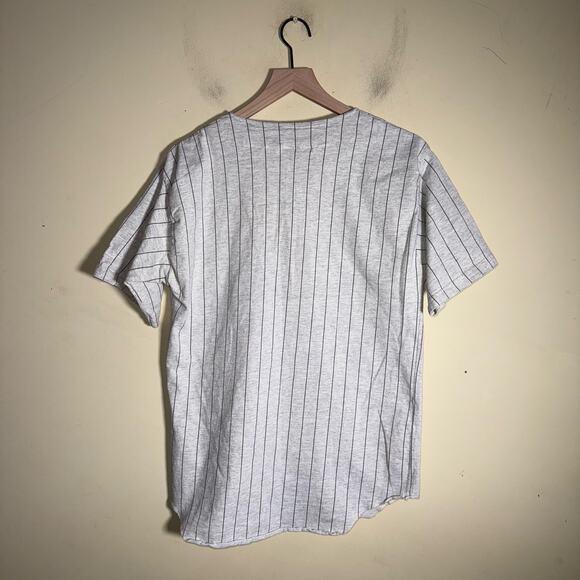 VINTAGE MLB CHICAGO CUBS COLLEGE CONCEPT single stitch pinstripe cotton jersey L - Picture 6 of 6
